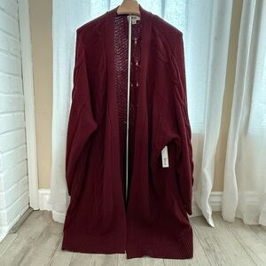 NWT iKnit Cardigan Women’s Sweater Size 3XL Maroon Color Long‎ Sleeve
